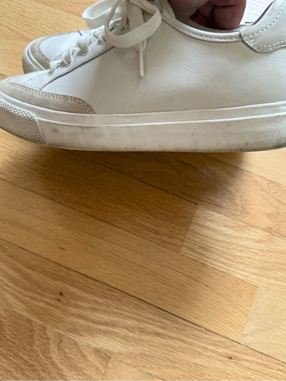 Rag & Bone Women’s White Leather Sneakers With Suede Trim, Size 8.5